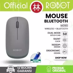 Robot M390 Bluetooth + Wireless Mouse Silent Click 2.4G 1600DPI BT5.0 