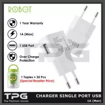 ROBOT RT-K4 KEPALA CHARGER SINGLE USB PORT 1A SAMSUNG ANDROID CHARGING