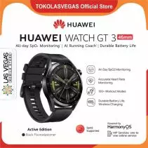 HUAWEI Watch GT 3 46MM Smartwatch | SpO2 Monitoring | Garansi Resmi - Active Black