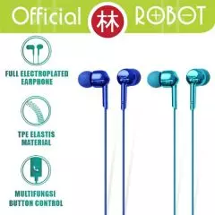 Robot RE40 Wired Headset Earphone Headset Biru tua