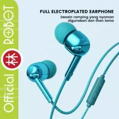 Robot RE40 Wired Headset Earphone Headset Biru Muda