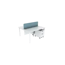 DATASCRIP Meja Kerja Mezzo 140x140 + mobile drawer+screen, 2 orang hadapan
