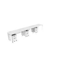 DATASCRIP Meja Kerja Mezzo 420x70 + mobile drawer, 3 orang linear