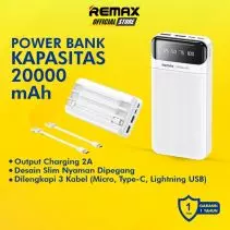 Remax Lesu RPP-102 Power Bank 20000mAh Dual Port 2A With Cable 3in1
