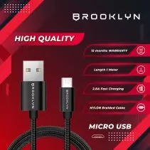 Brooklyn Micro USB Cable Data Fast Charging BC-M1 - Hitam