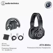 Audio-Technica ATH-M40X Professional Studio Monitor Headphones - Black