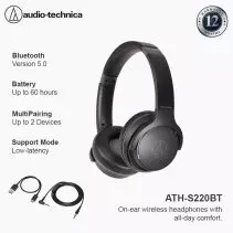 Audio-Technica ATH-S220BT On-Ear Wireless Headphones - Black