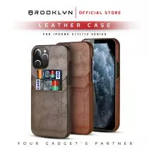 Brooklyn Slim Leather Casing iPhone 11, iPhone 11 Pro, iPhone 11 Pro Max, iPhone 12, iPhone 12 Pro, iPhone 12 Pro Max, iPhone 12 Mini, iPhone 13, iPhone 13 Pro, iPhone 13 Pro Max, iPhone 13 Mini - (Coffee, Brown) - BK-CA15