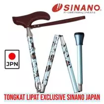 Tongkat Lipat Premium Donna Alstroemeria Pegangan Kulit Rusa Tongkat Jalan Travel Grand Kainos SINANO Japan