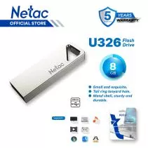 Netac U326 USB2.0 Flash Drive 8GB Flash Disk Jump Drive Zinc Alloy Housing