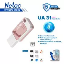 Netac UA31 Flashdisk USB 2.0 8GB Pink Flash Drive Jump Drive Full Support for Computers, Smart TVs