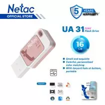Netac UA31 Flashdisk USB 2.0 16GB Pink Flash Drive Jump Drive Full Support for Computers, Smart TVs