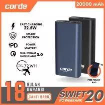 CORDE Swift20 PowerBank 20000mAh Fast Charging 22.5W PD QC3.0 | CPB105