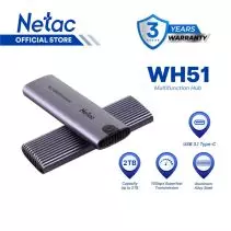 Netac SSD Enclosure WH51 M.2 NVMe / SATA External Case USB 3.1 Gen2 10Gb/s to M-Key(M&B key) NVMe & SATA Aluminum Cover Compatible with 2280/2260/2242/2230 with USB3.0 A to C/ USB3.0 C to C cable